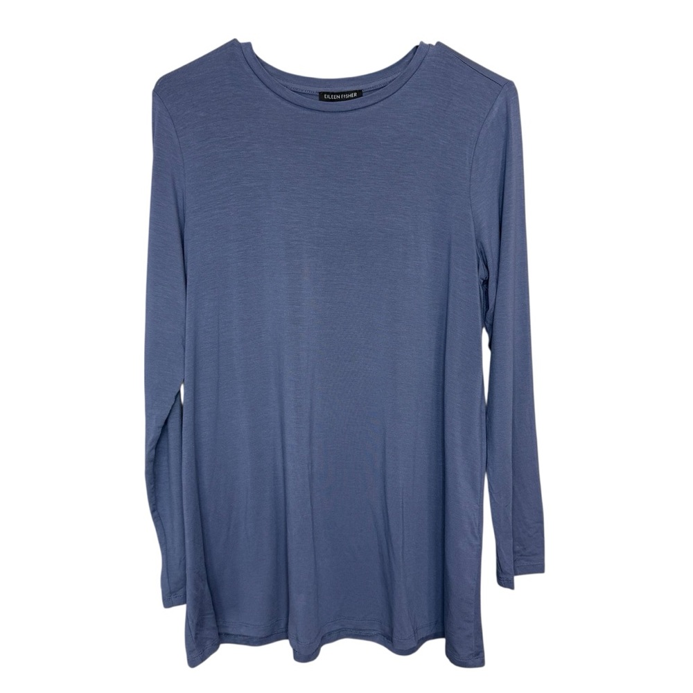 Eileen Fisher Blue Tencel Blend Long Sleeve Crew Size small